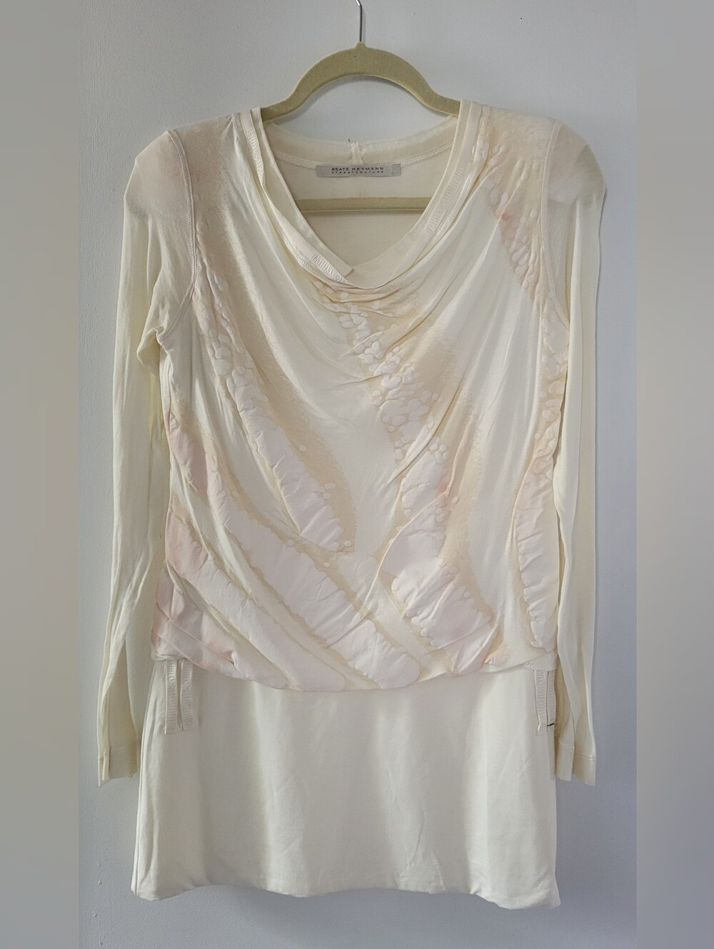 Beate Heymann Street Couture Cream Drape Tunic Dress - Size 36 (US 4/6)